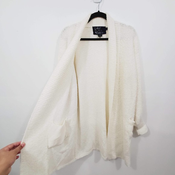 Vintage Monto Par LeChois Ivory Over-Sized Thick Knit Cardigan Sweater Size M - Picture 3 of 10